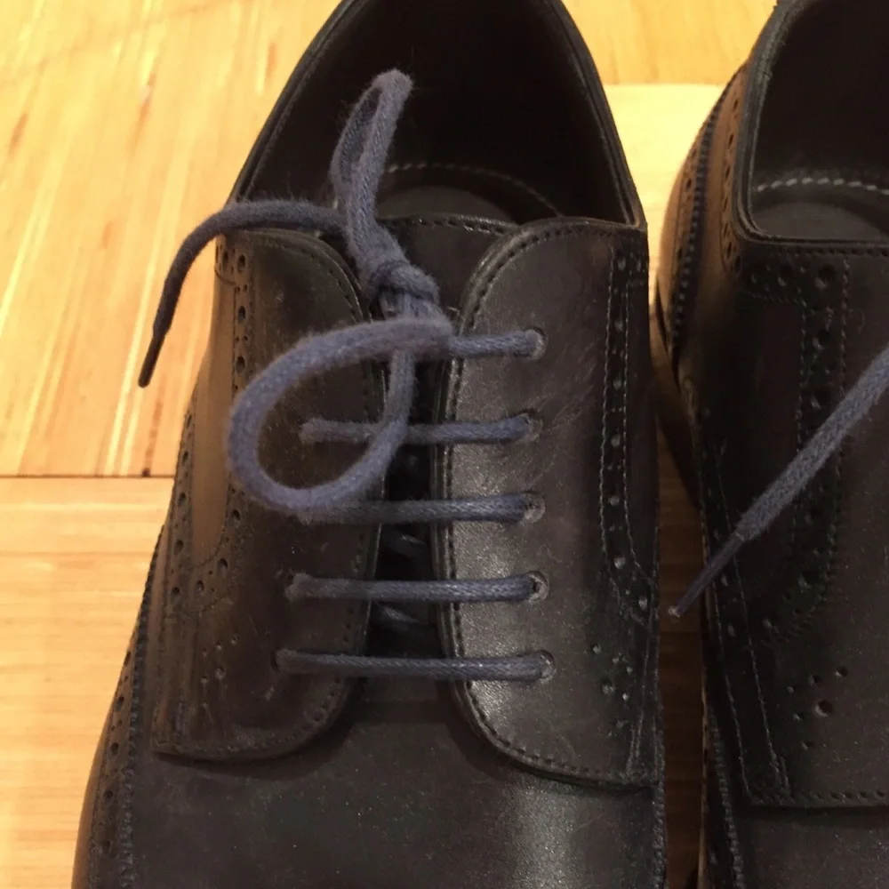 Hugo Boss Men’s Black Leather Oxford Lace Up - 7.5